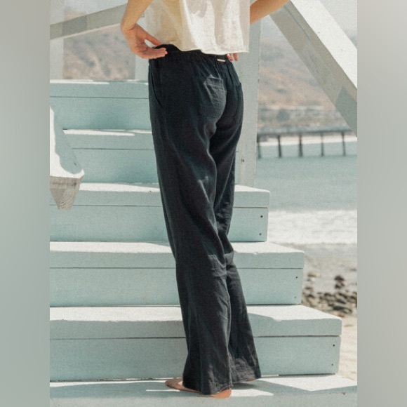 ROXY Oceanside Flared Trousers Women Beach Pants Mid Rise Turquoise Mint S 26 - Picture 4 of 14